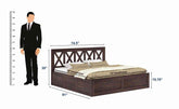 Moon Solid Sheesham Wood Hydraulic Bed With Box Storage (King Size, Walnut Finish)